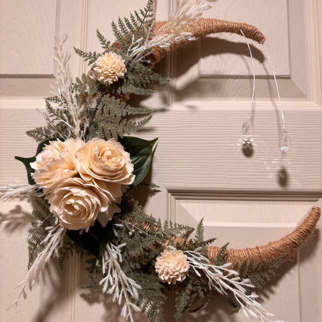 Crystal Moon with White Sola Wood Flowers