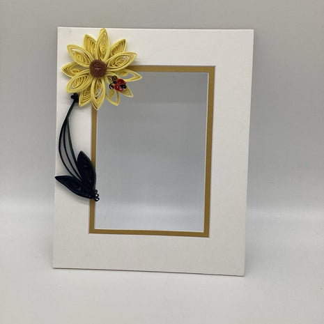 framed picture Mat with Sunflower and ladybug