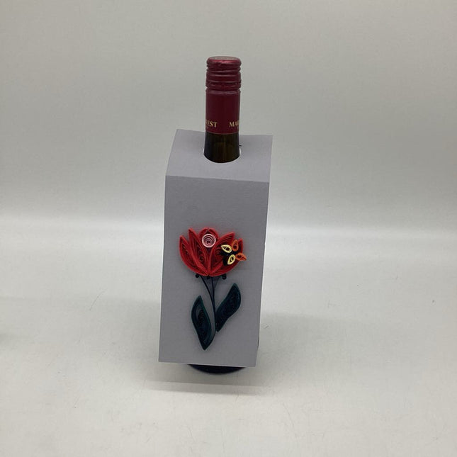 Wine Bottle Tags red flower and Butterfly