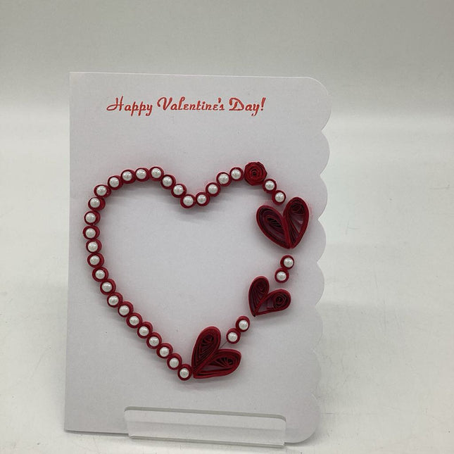 valentine card with 3 red hearts and "pearls"