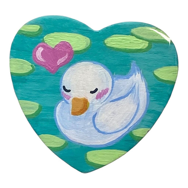 Little white duck Heart Magnet