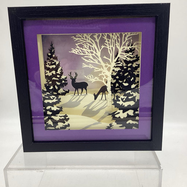 Deer in Moonlight purple Shadowbox