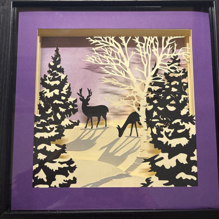 Deer in Moonlight purple Shadowbox