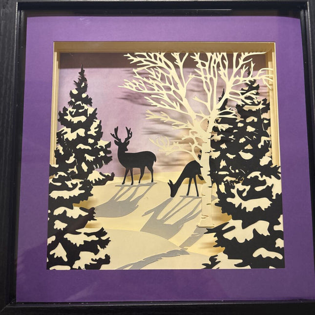 Deer in Moonlight purple Shadowbox