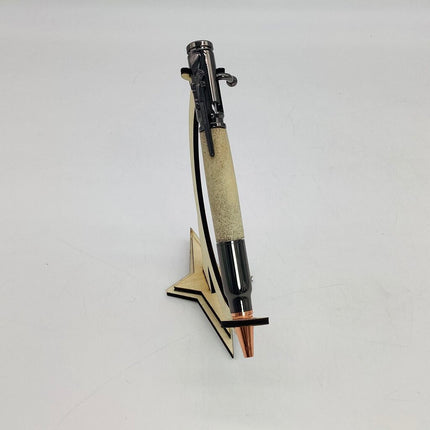 Hand Turned 30 Caliber Bullet Bolt Action Style Pen in Elk Antler