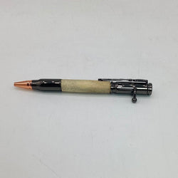 Hand Turned 30 Caliber Bullet Bolt Action Style Pen in Elk Antler - view 2