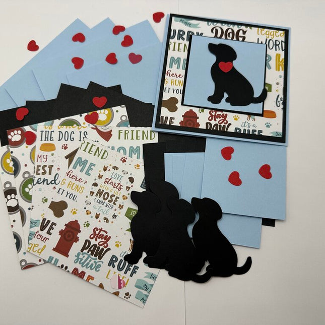 Valentine's DIY Card Kit - Blue w/ Dogs (Set of 5)