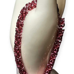 Dark Pink and Light Pink Anodized Aluminum Byzantine Bracelet 8 inches - view 1