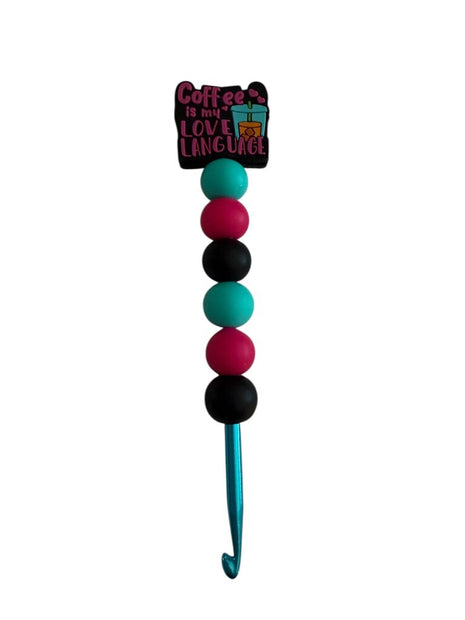 Ergonomic beaded crochet hook 5mm "coffee is my love language"