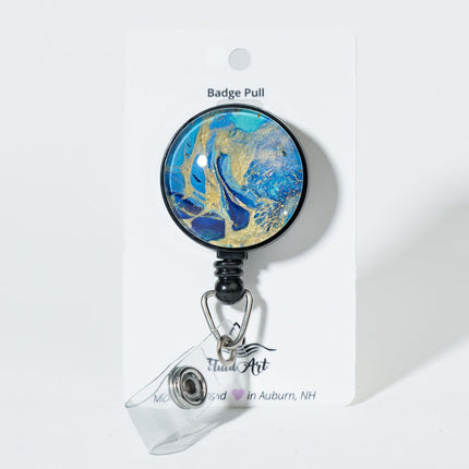 1.25" Fluid Art Badge Reel - Blue and Gold