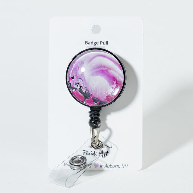 1.25" Fluid Art Badge Reel - pink red white