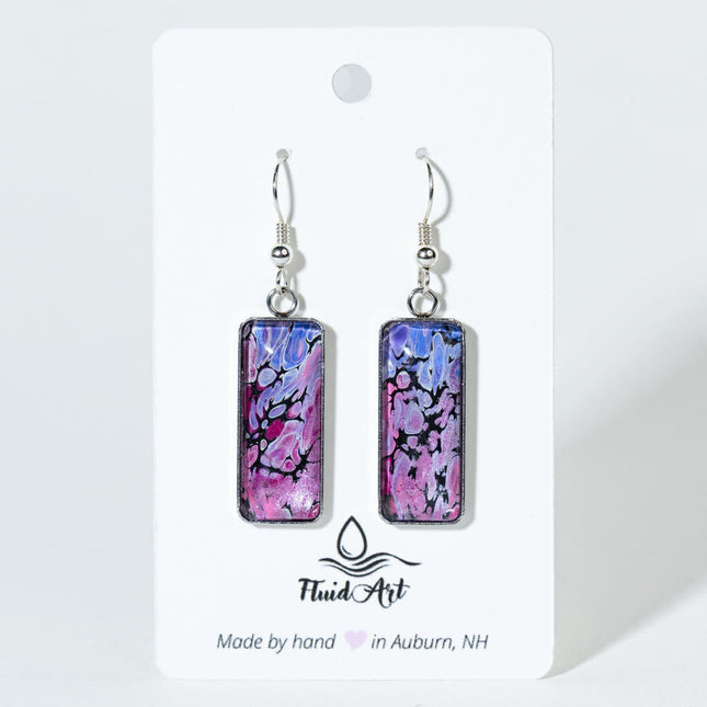 Rectangle Drop Earrings - Lavender pink and black
