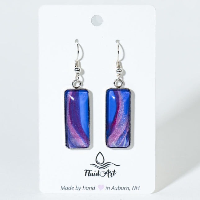 Rectangle Drop Earrings - Blue lavender and black