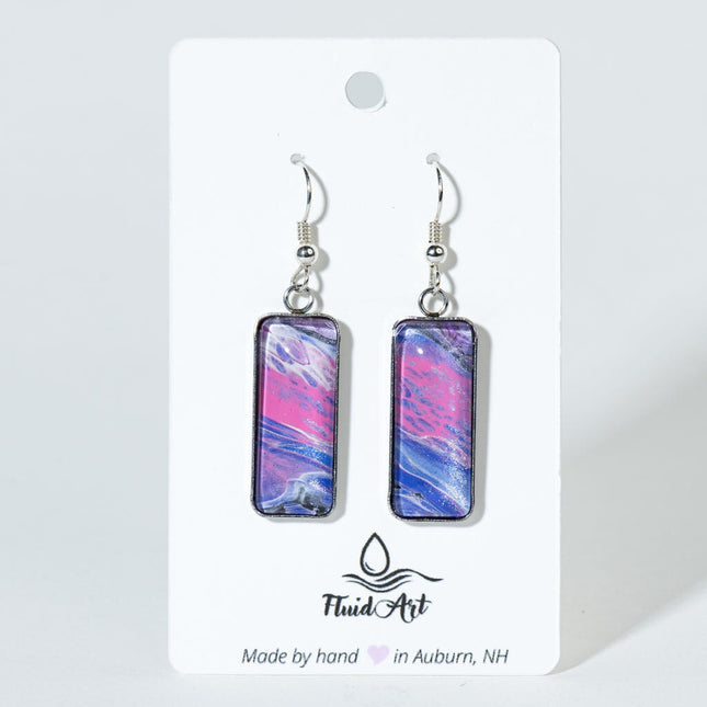 Rectangle Drop Earrings - Pink Blue lavender white