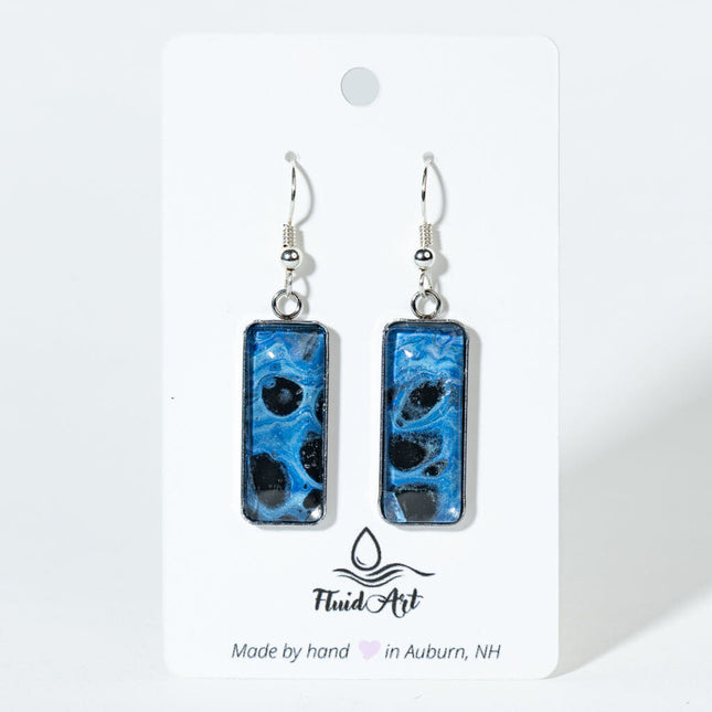 Rectangle Drop Earrings - Blue with the black cells