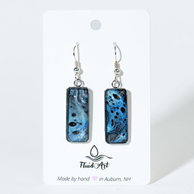 Rectangle Drop Earrings - Blue with the black cells 2