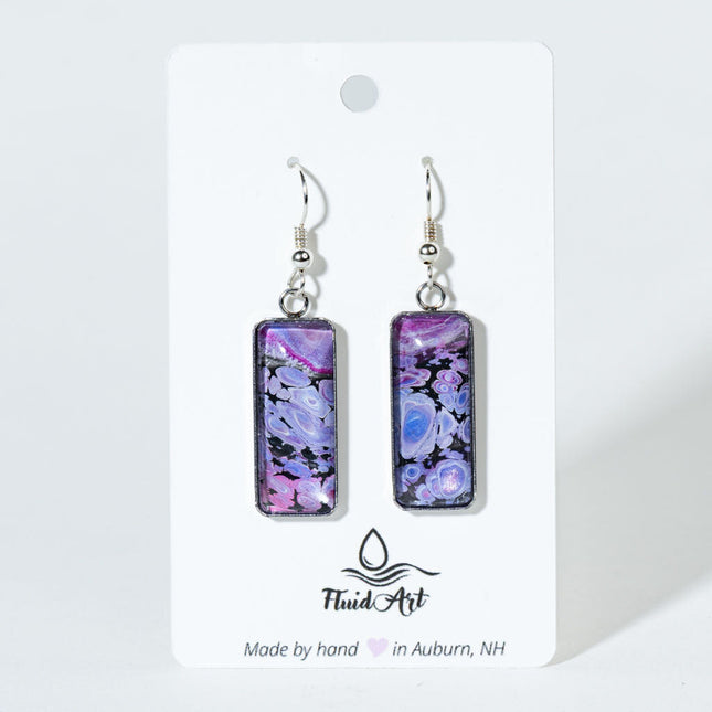 Rectangle Drop Earrings - pink lavender Black