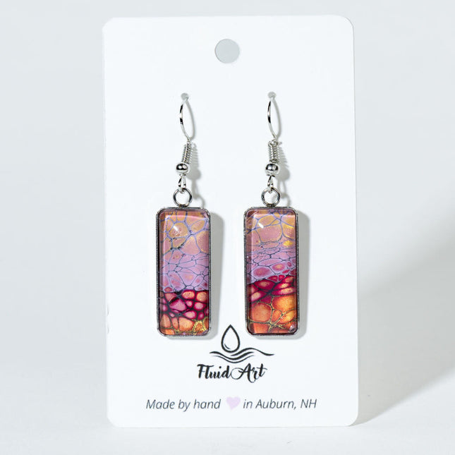 Rectangle Drop Earrings - pink yellow red orange