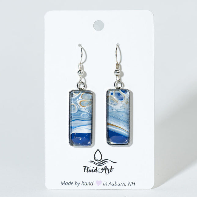 Rectangle Drop Earrings - light blue dark blue