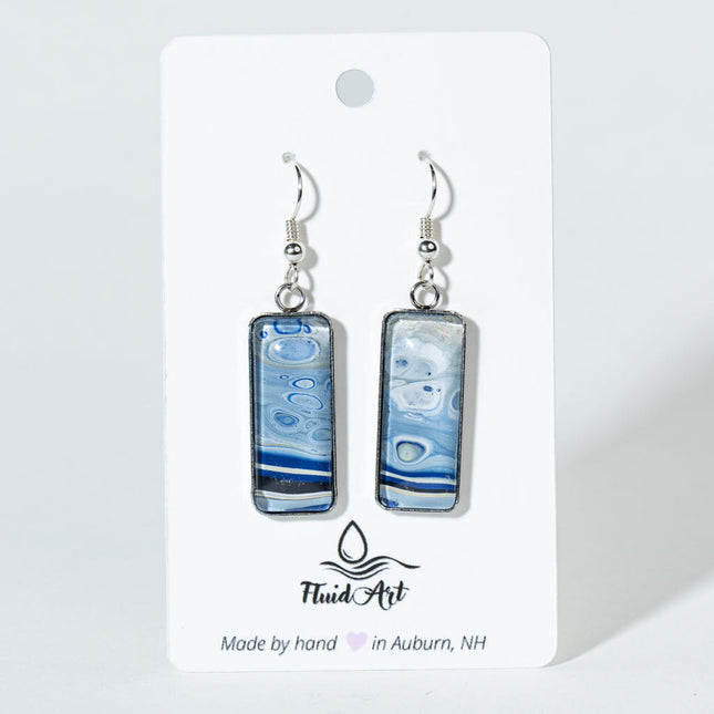 Rectangle Drop Earrings - light blue dark blue White