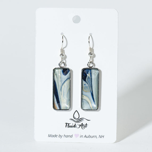 Rectangle Drop Earrings - white light blue dark blue