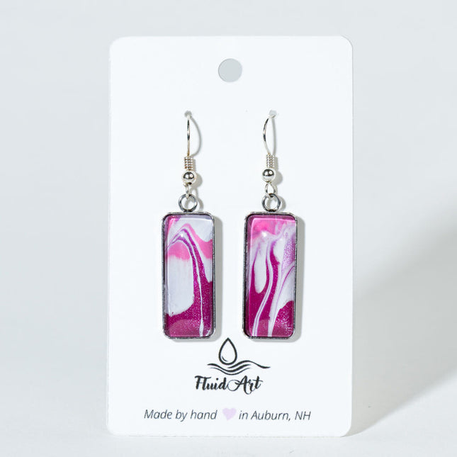 Rectangle Drop Earrings - white deep, magenta, and pink