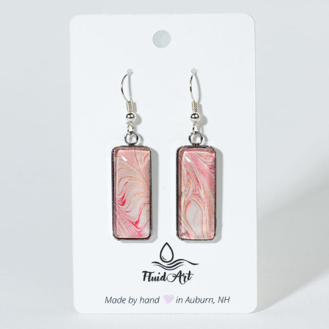 Rectangle Drop Earrings - peach, light pink, hints of red