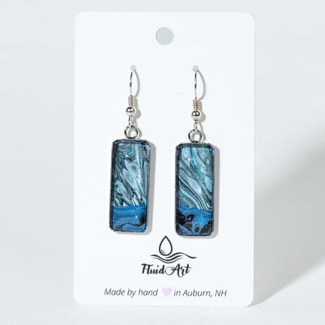 Rectangle Drop Earrings - cyan, blue medium blue black