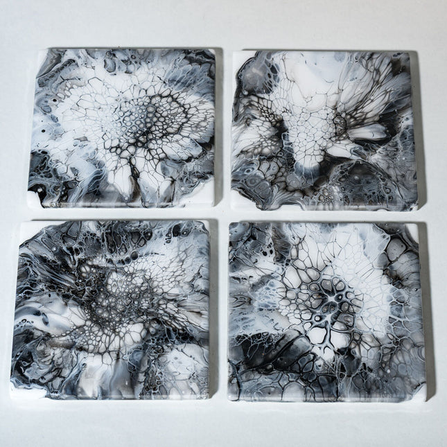 Coasters - Set of 4 Square - Black and white