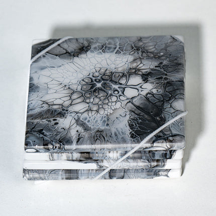 Coasters - Set of 4 Square - Black and white