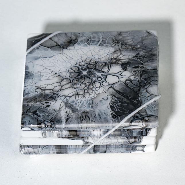 Coasters - Set of 4 Square - Black and white