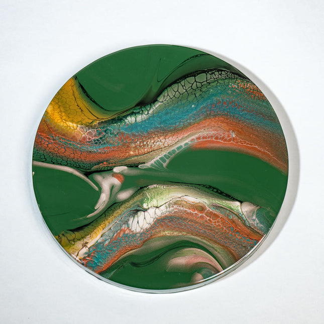 Wall Art Circle - Green Collection = Deep green, bronze gold, black white