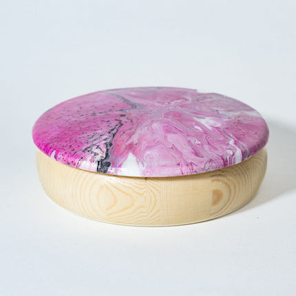 Wooden Trinket Box - pink white black