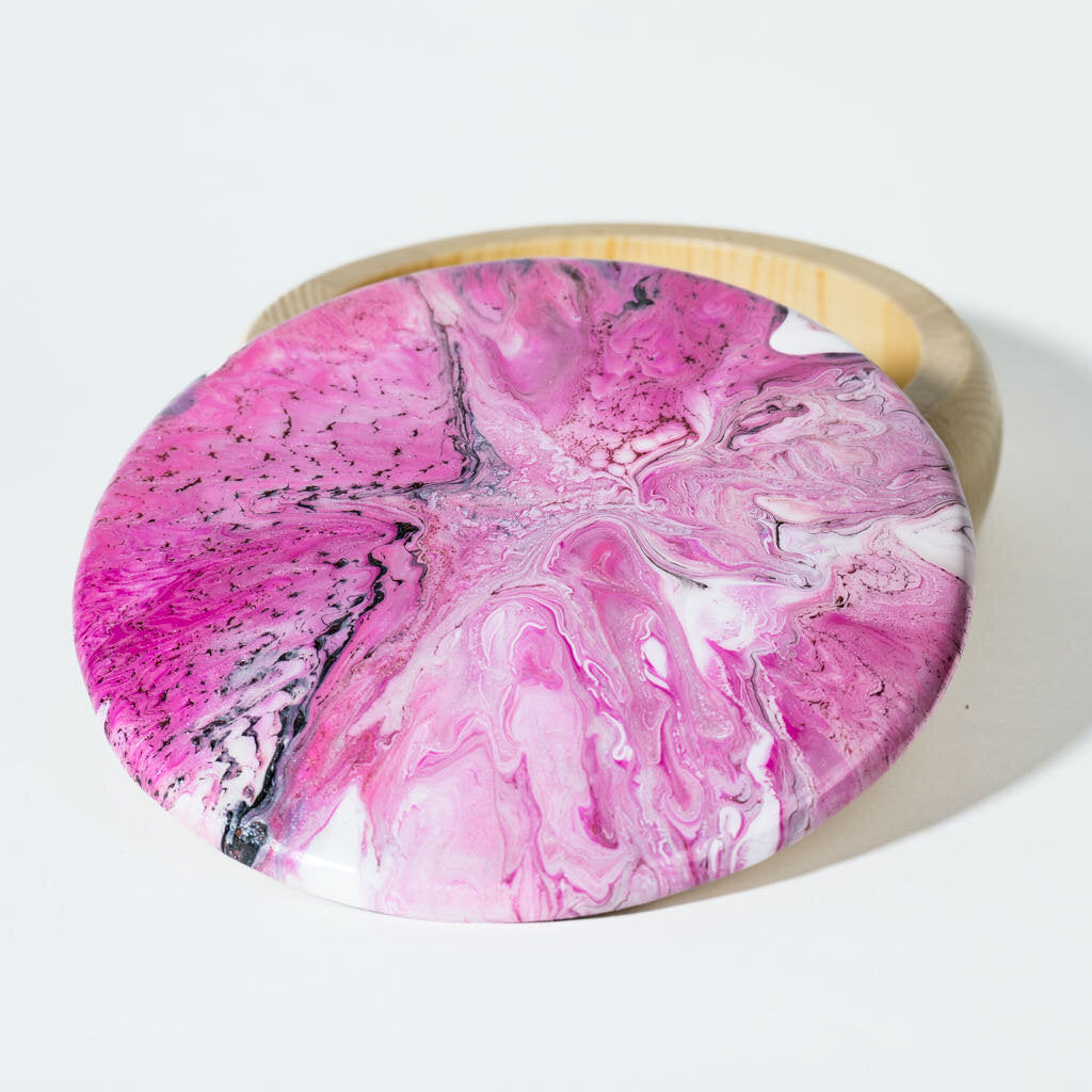 Wooden Trinket Box - pink white black
