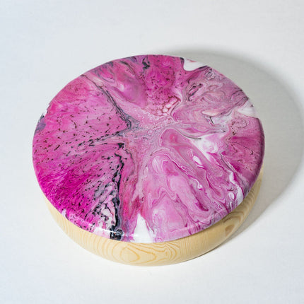 Wooden Trinket Box - pink white black