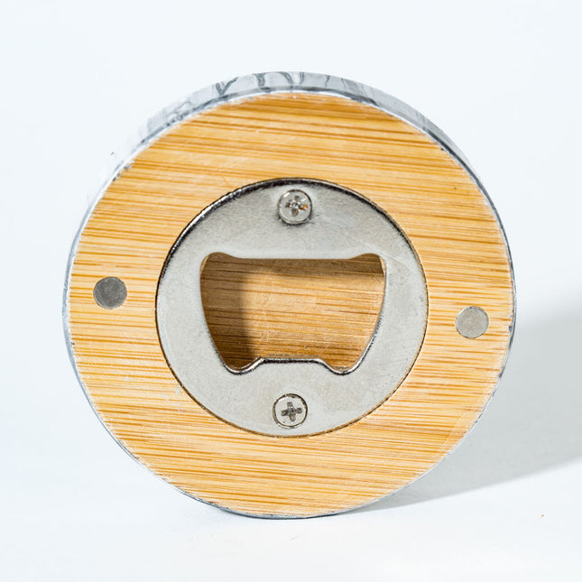 Magnetic Bamboo Bottle Opener - Black and white