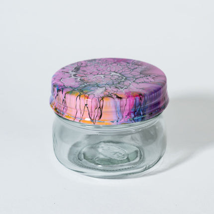 4 oz Glass Jar - pink yellow blue black