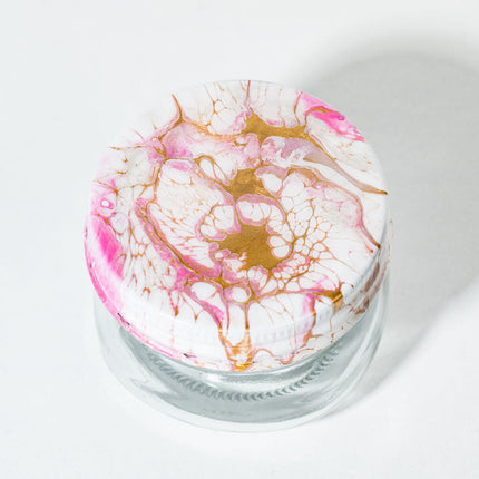 4 oz Glass Jar - pink White gold