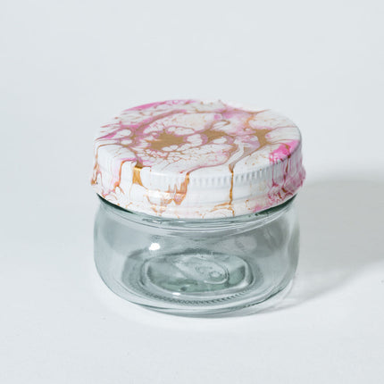 4 oz Glass Jar - pink White gold
