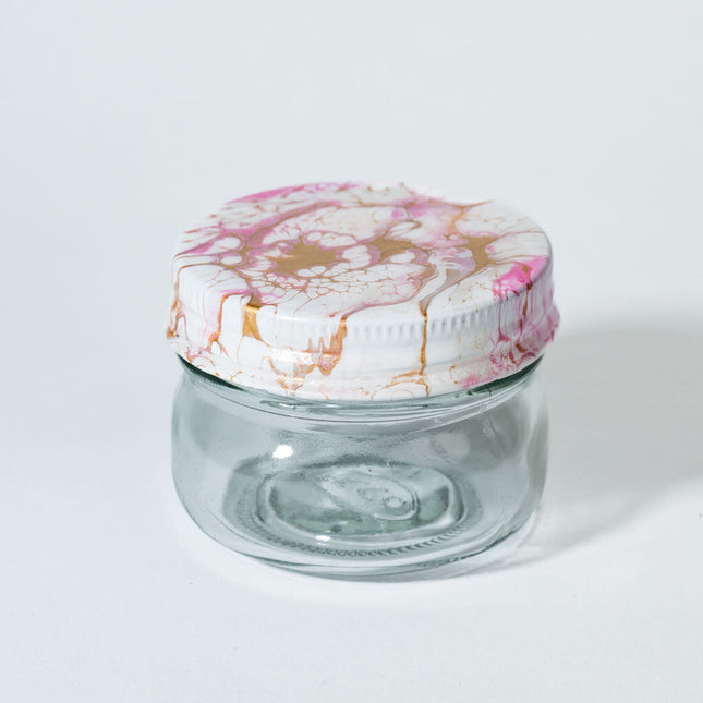 4 oz Glass Jar - pink White gold