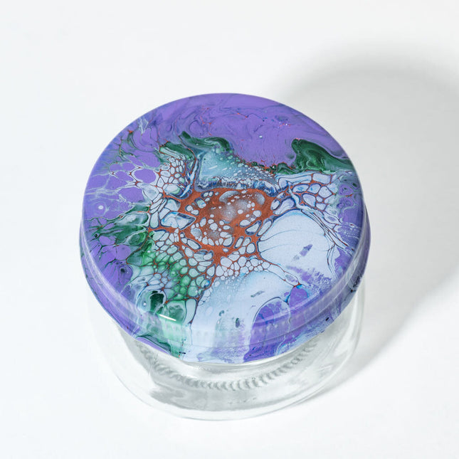 4 oz Glass Jar - lavender green bronze