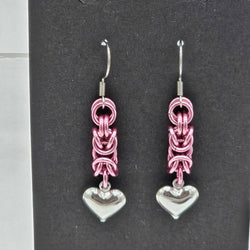 Pink Byzantine with Stainless Steel Heart Earrings - view 1