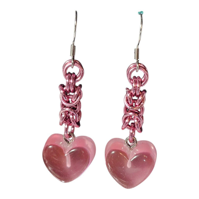 Pink Byzantine with Pink Heart Earrings