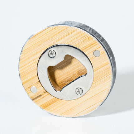 Magnetic Bamboo Bottle Opener - Black and white