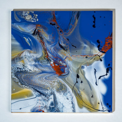 Wall Art Square - Blue gold bronze, black white