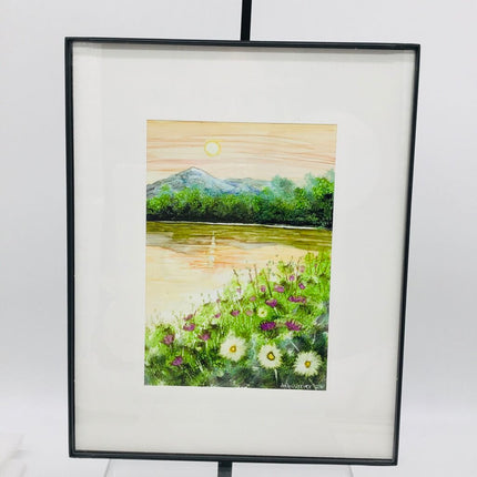 5x7 Painting Field of Flower w/Peach Sky -Pop-in Frame
