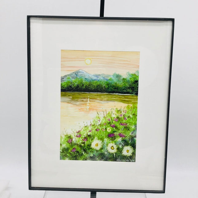 5x7 Painting Field of Flower w/Peach Sky -Pop-in Frame