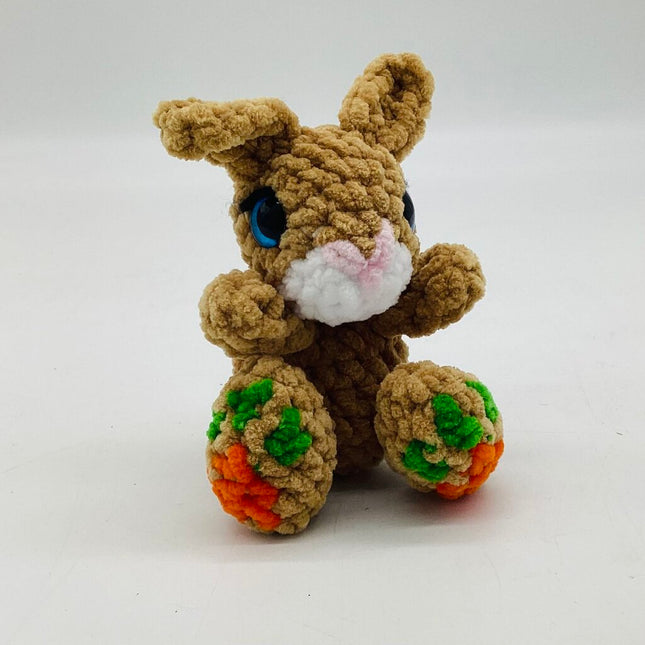 Brown Rooty the Rabbit with Carrots on Feet