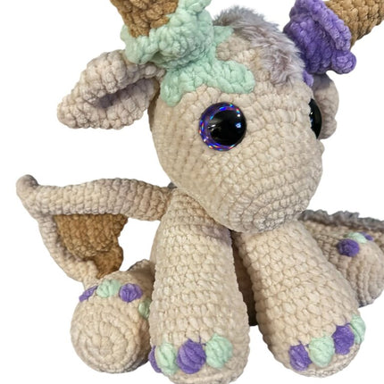 Crocheted sitting ice cream dragon plushie