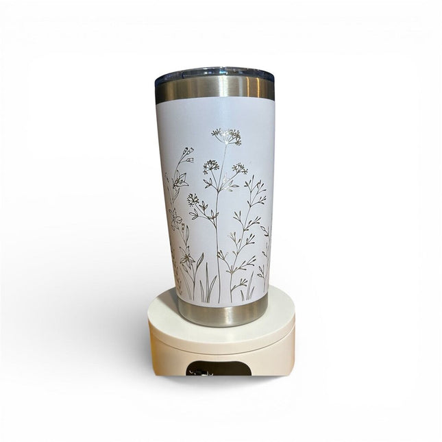 20 oz Tumbler Flowers White